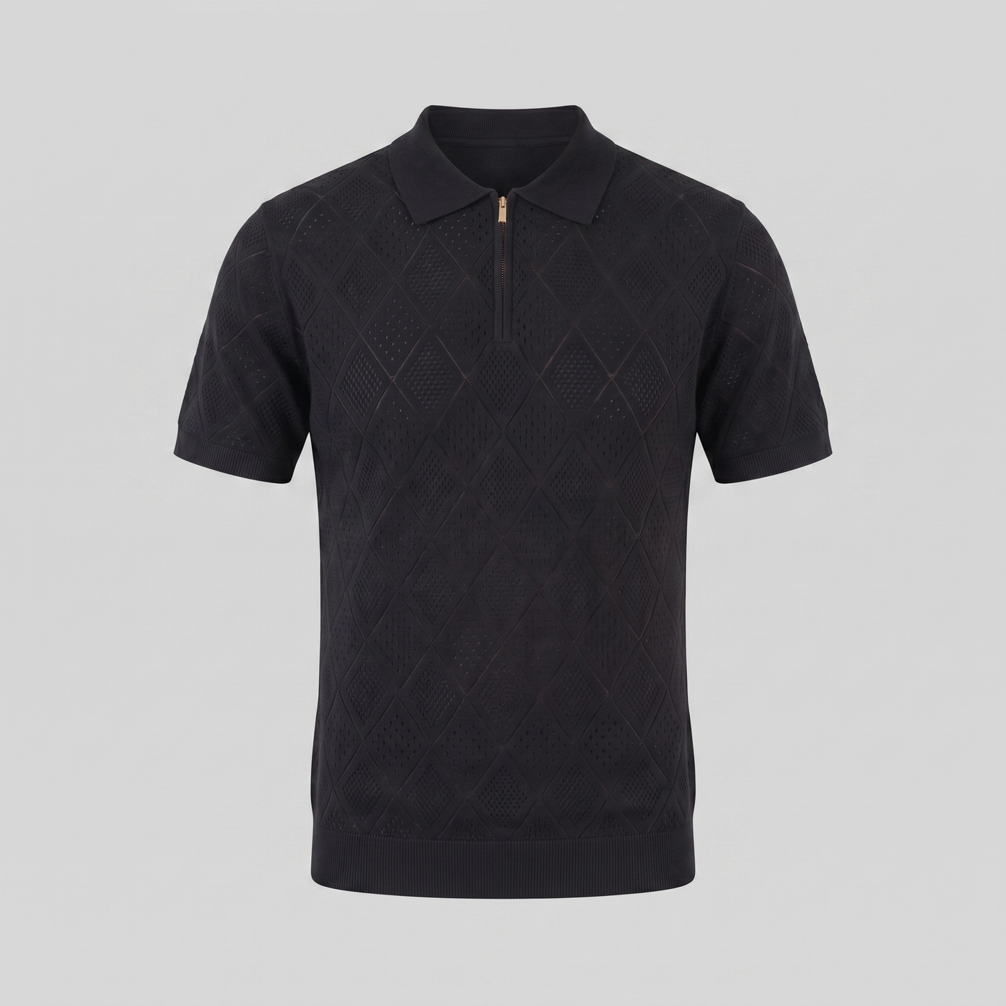 Polo para hombre con cremallera y punto calado — vacaciones