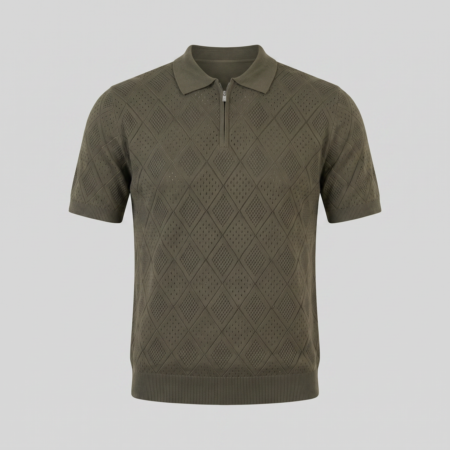 Polo para hombre con cremallera y punto calado — vacaciones