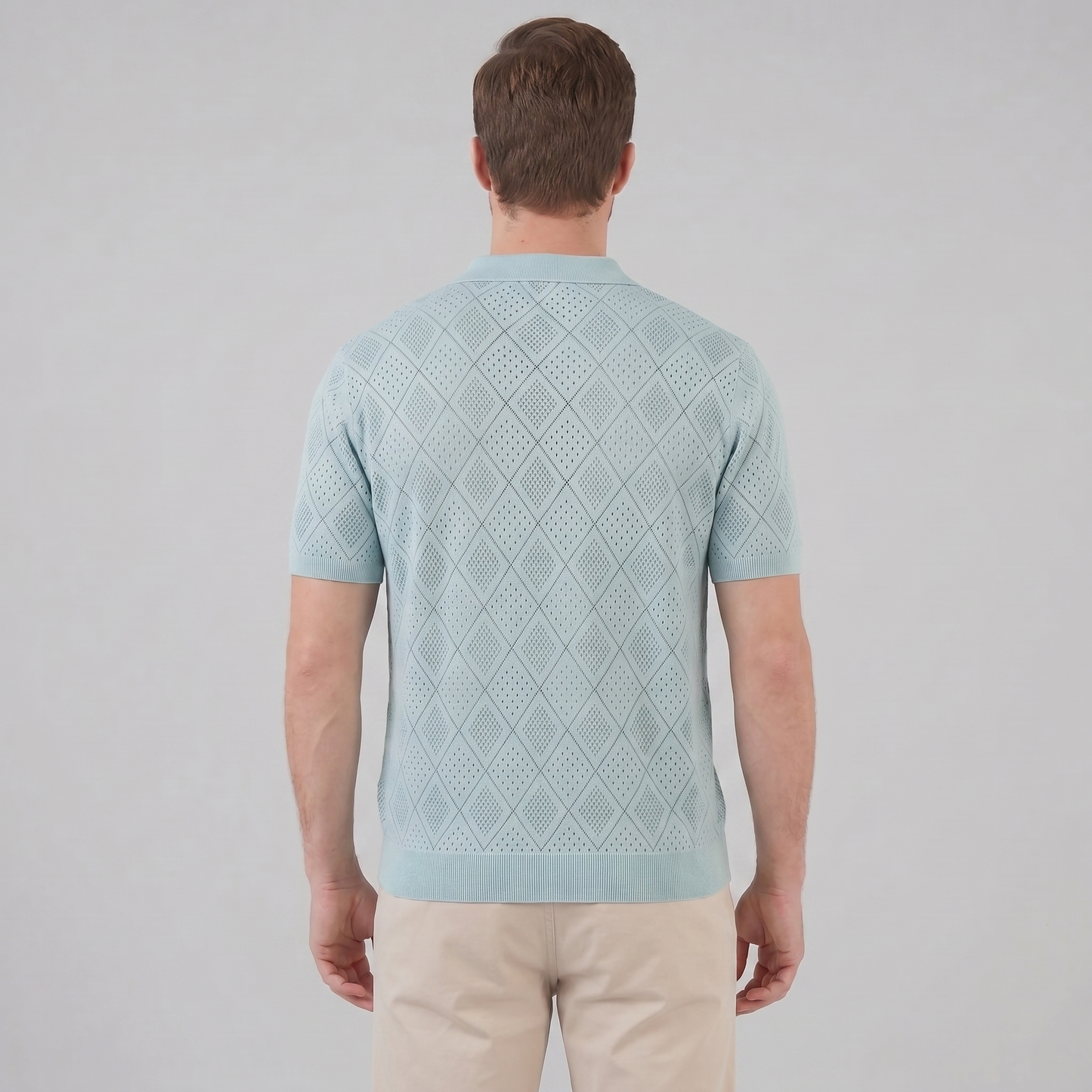 Polo para hombre con cremallera y punto calado — vacaciones